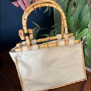 Bamboo and canvas purse